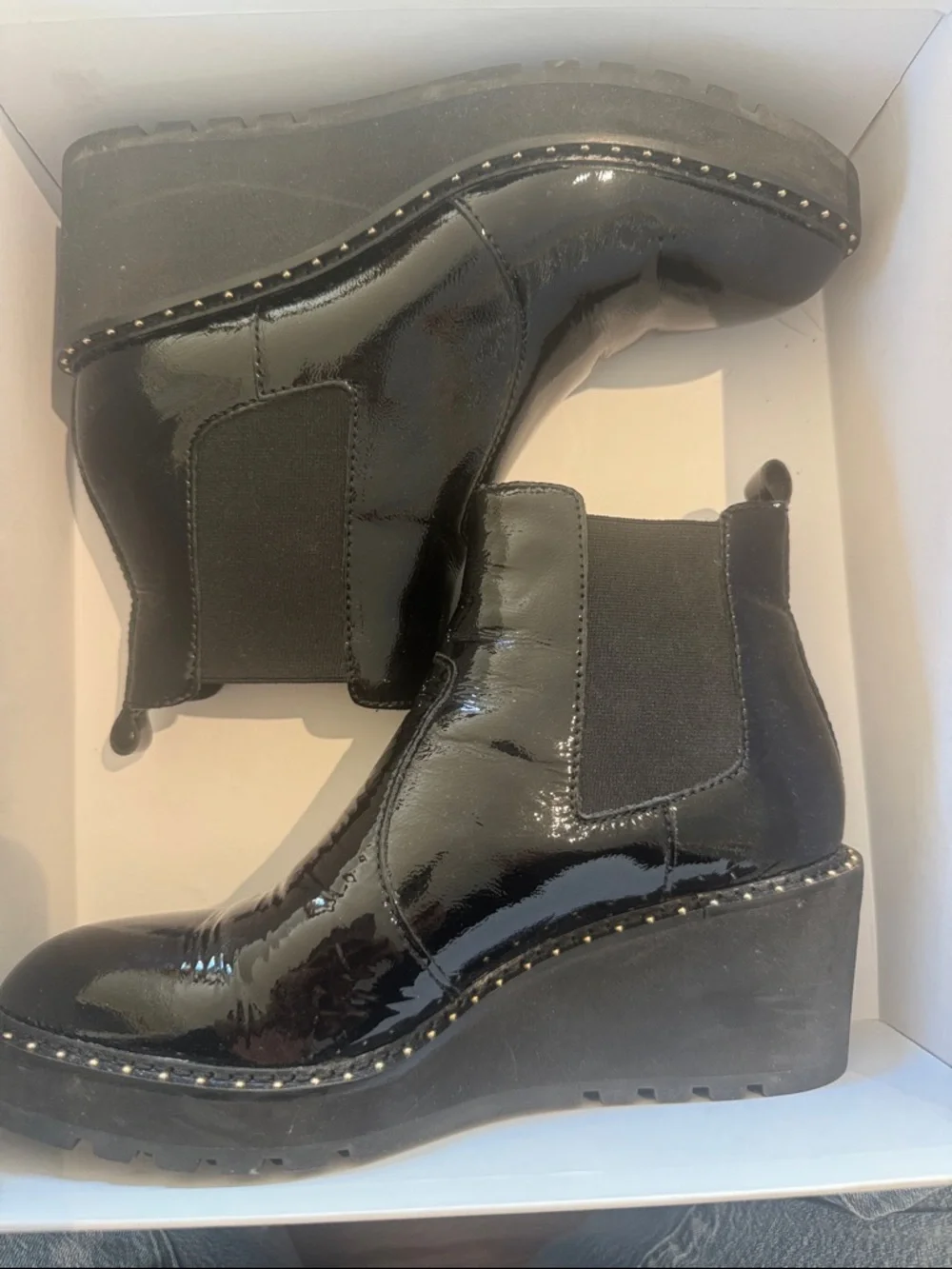 Cecelia NY Gemma Black Patent Platform Boots sz 8 - Picture 7 of 8